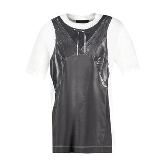 Simone Rocha Womens Patchwork Trompe Loeil T-Shirt White Cotton