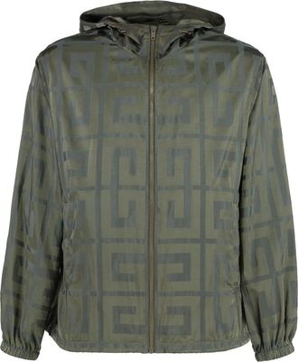 Givenchy Jassen, Heren, Groen, L, Polyester, Technical Fabric Hooded Jacket