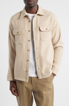 Wax London Lomond Wool Blend Melton Button-Up Overshirt in Natural at Nordstrom, Size Xx-Large