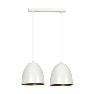 Wonderlamp Regleta de techo 2 luces con pantalla en c&uacute;pula blanco y dorado