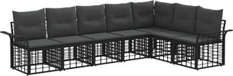 vidaXL Conjunto De Sof&aacute;s De Exterior 7 Uds. Negro Y Gris Oscuro Vidaxl