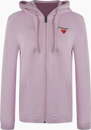 Love Moschino Womens Love Moschino Small Heart Logo Zip Pink Hoodie - Size: 18/16