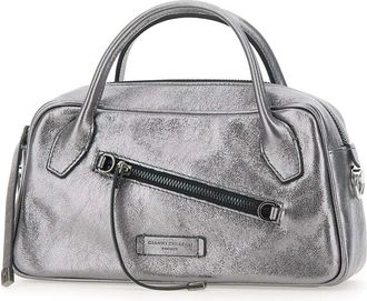 Gianni Chiarini Tassen, Dames, Grijs, ONE Size, Leer, Cindy Metallic Leren Handtas