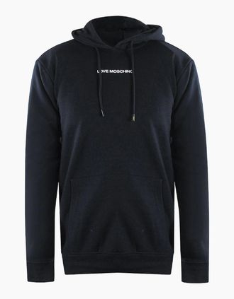 Love Moschino Mens Love Moschino Plain Logo Black Hoodie - Size: 40
