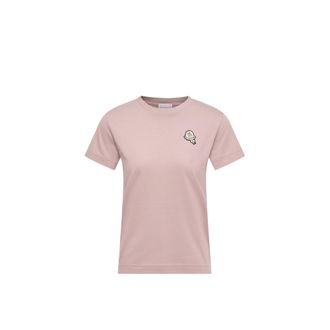 Moncler Moncler Logo Patch Cotton T-shirt, Women, Pink, Size: Xl