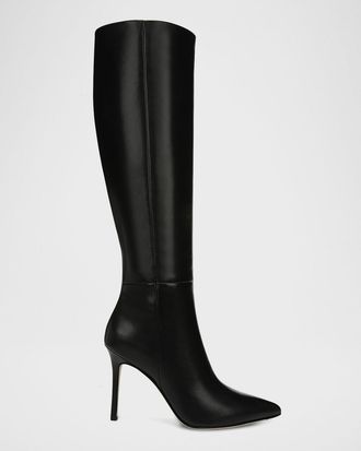 Veronica Beard 95mm Lisa Leather Stiletto Boots