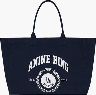 Anine Bing Leo Collegiate Canvas Tote in Blue at Nordstrom