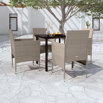 vidaXL Vidaxl - Juego De Comedor De Jard&iacute;n 5 Piezas Con Cojines Beige Y Negro