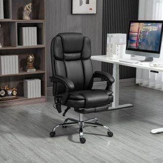 Vinsetto Massage Office Chair, PU Leather High Back Recliner in Black