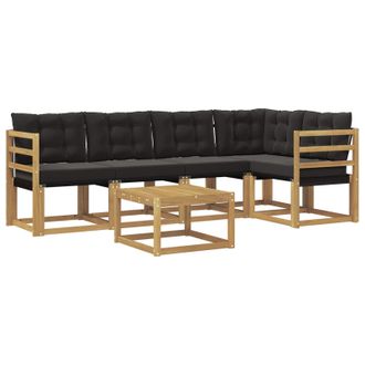 vidaXL Conjunto De Sof&aacute;s De Exterior Con Coj&iacute;n 6 Pcs Blanco Y Negro Vidaxl