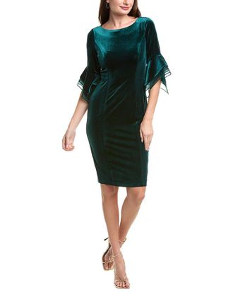 Adrianna Papell Velvet Bell Sleeve Short Dress