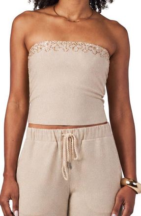 Calypso St. Barth Maia Top in Beige Shimmer at Nordstrom, Size X-Small
