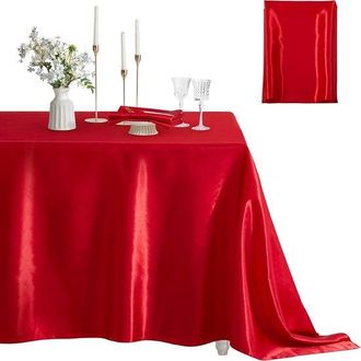 No Brand Mantel De Color Liso - Camino De Mesa De Poli&eacute;ster Satinado - Reuniones, Fiestas, Navidad, Bodas - Tama&ntilde;o 152213 Cm - Rojo Grande