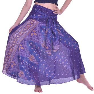 Lofbaz Long Maxi Skirts for Women Boho Gypsy Dress Bohemian Hippie Dresses African Clothing Womens Indian Wrap Skirt Plus 1 Purple and Gold One Size