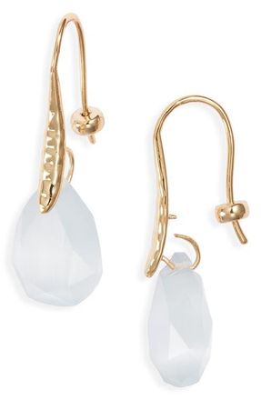 Nordstrom Teardrop Semiprecious Stone Drop Earrings in White- Gold at Nordstrom