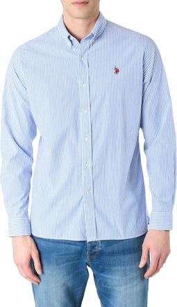 U.S.Polo Association U.s. Polo Assn. - Slim Fit Gestreept Shirt - Heren - Overhemden - Blauw - Maat: S Katoen