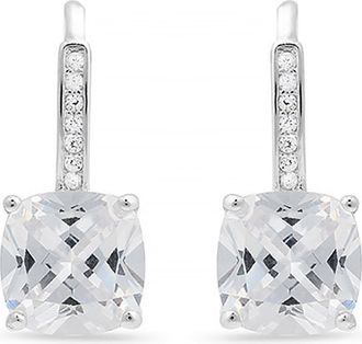 Luxenter oorbellen, 925 sterling zilveren mathzi en gerhodineerde glanzende zirkonia afwerking