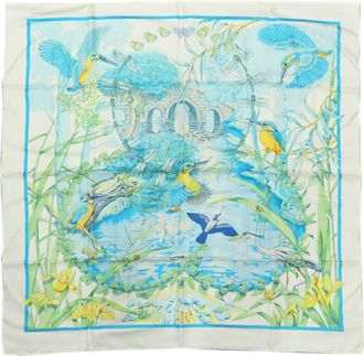 Herm&egrave;s Pre-owned Hermes Au Bord Leau Silk Scarf 90 Ladies X6SRM4DBP07PTMLP