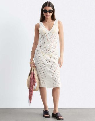 & Other Stories Vestito midi in maglia alluncinetto bianco-Neutro