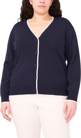 Halogen Tipped V-Neck Cardigan in Navy Depths at Nordstrom Rack, Size 1 X