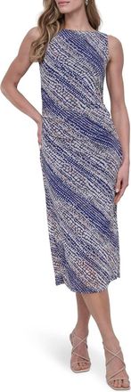DKNY Midi Stretchy Dress In Electric Violet Multi