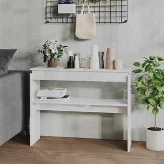 vidaXL Vidaxl - Mesa Consola Madera Contrachapada Blanco Brillante 102x30x80 Cm