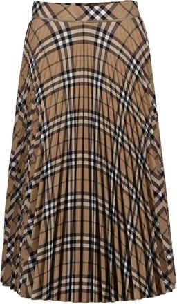 Burberry Vintage Check Wool Skirt - Dames - Midirokken - Beige - 2XS - Wol - Rokken