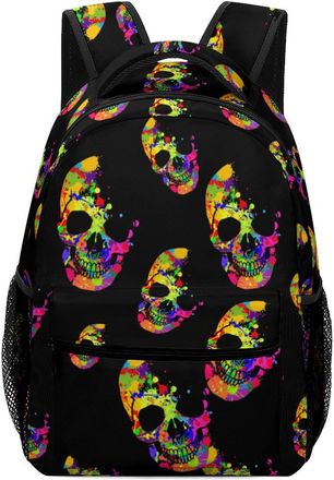 Generic Watercolor Skull Small Backpack Mens Womens Cute Lightweight Bag Travel Camping