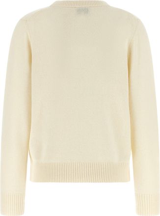 Ganni Intarsia Logo and Bear Graphic Sweater - Cream