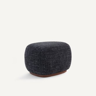 AM.PM Voetsteun, stoffen poef en onderstel van massief notenhout, JERRY