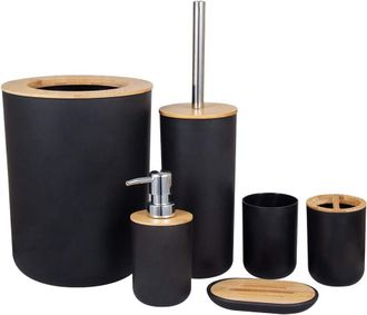 OEM Kit De Soporte Para Cepillos De Dientes De Bamb&uacute; Y Madera - Negro