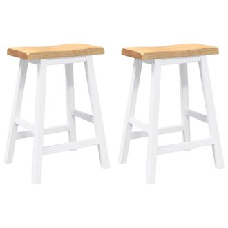 vidaXL Taburetes De Bar, 2 Unidades, Madera Maciza Blanca, Goma Vidaxl
