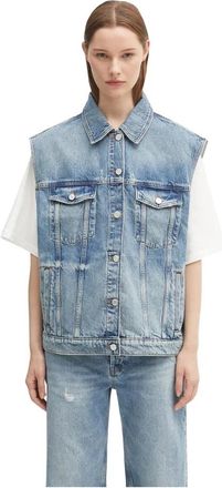 Anine Bing Rory Vest - Dames - Bodywarmers - Blauw - S - Katoen - Jassen
