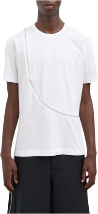 Comme Des Gar&ccedil;ons Tops, Heren, Wit, L, Katoen, Asymmetrisch Rits T-shirt