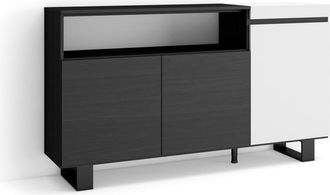 Skraut Home Aparador efecto madera blanco y negro 150x35x87cm con patas