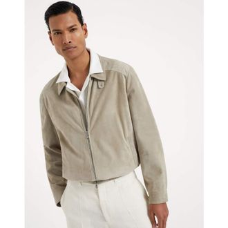 Brunello Cucinelli Mens Jackfruit Leather Zip Front Jacket, Size M