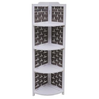 Hhg Hhg - Nunca Usado] Estanter&iacute;a Esquinera 655, Soporte De Estanter&iacute;a, Plegable 4 Estantes, Madera De Paulownia 110cm, Blanco, Mimbre Antracita