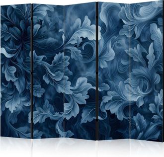Artgeist Biombo Decorativo Artgeist Hojas Victorianas Azul Oscuro 225x172 Cm