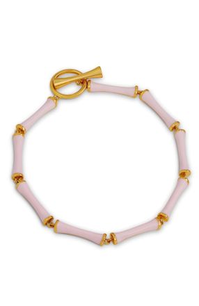 Savvy Cie Jewels 14K GOLD PLATED OVER BRASS PINK ENAMEL TOGGLE DESIGN CLASP BRACELET