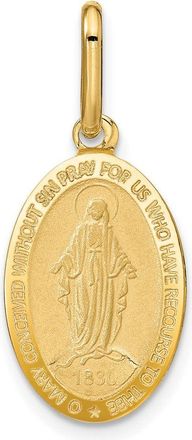 Diamond2Deal 14k Yellow Gold Polished and Matte Oval Miraculous Medal