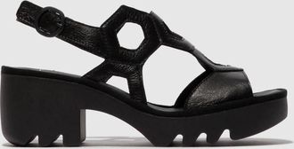 FLY London Womens Sling-Back Sandals In Black