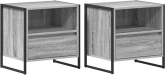 vidaXL Mesa De Noche Con Caj&oacute;n 2 Pcs Gris Sonoma 50 X 39,5 X 50 Cm Vidaxl