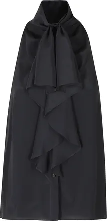 Alberta Ferretti Stretch Cady High-Collar Cape Top