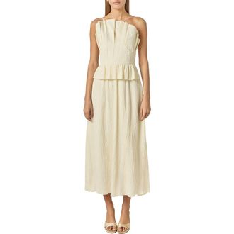 English Factory Pleated Ruffle Strapless Maxi Dress in Ivory at Nordstrom, Size X-Small
