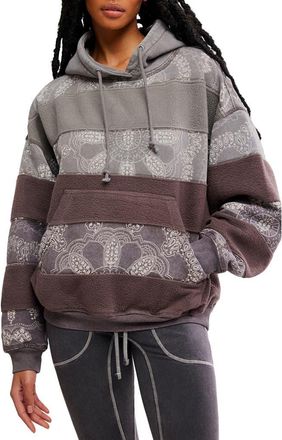 Free People FP Movement Final Call Appliqu&eacute; Graphic Hoodie in Chocolate Combo at Nordstrom, Size X-Small