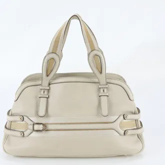 Gucci Ivory Leather Boston Bag Handbag Shoulder Bag Tote Bag (Pre-Owned)