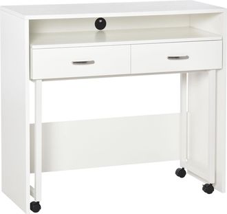 HOMCOM Doppia Scrivania Per Ufficio E Camera Con Cassetti E Ruote Bianco - Homcom