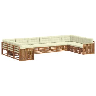 vidaXL Set Divani 6 Pz Naturale E Crema Legno Di Acacia Massello Vidaxl