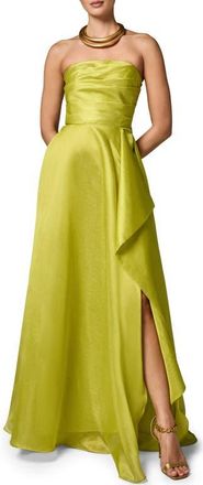DKNY Strapless Ruffle Gown in Summer Citrus at Nordstrom, Size 14
