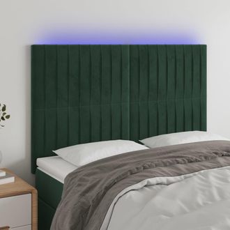 vidaXL Cabecero Con Luces Led Terciopelo Verde Oscuro 144x5x118/128 Cm Vidaxl